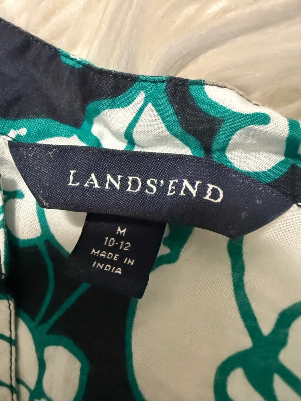 Land’s End shirt tunic cover up dress floral green v-neck medium - Picture 5 of 9